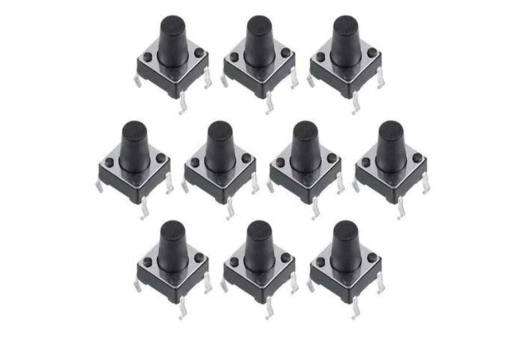 6x6x9mm Mini Tactile Black Button - 4Legs (Micro Push Switch) MAKERJUNCTION