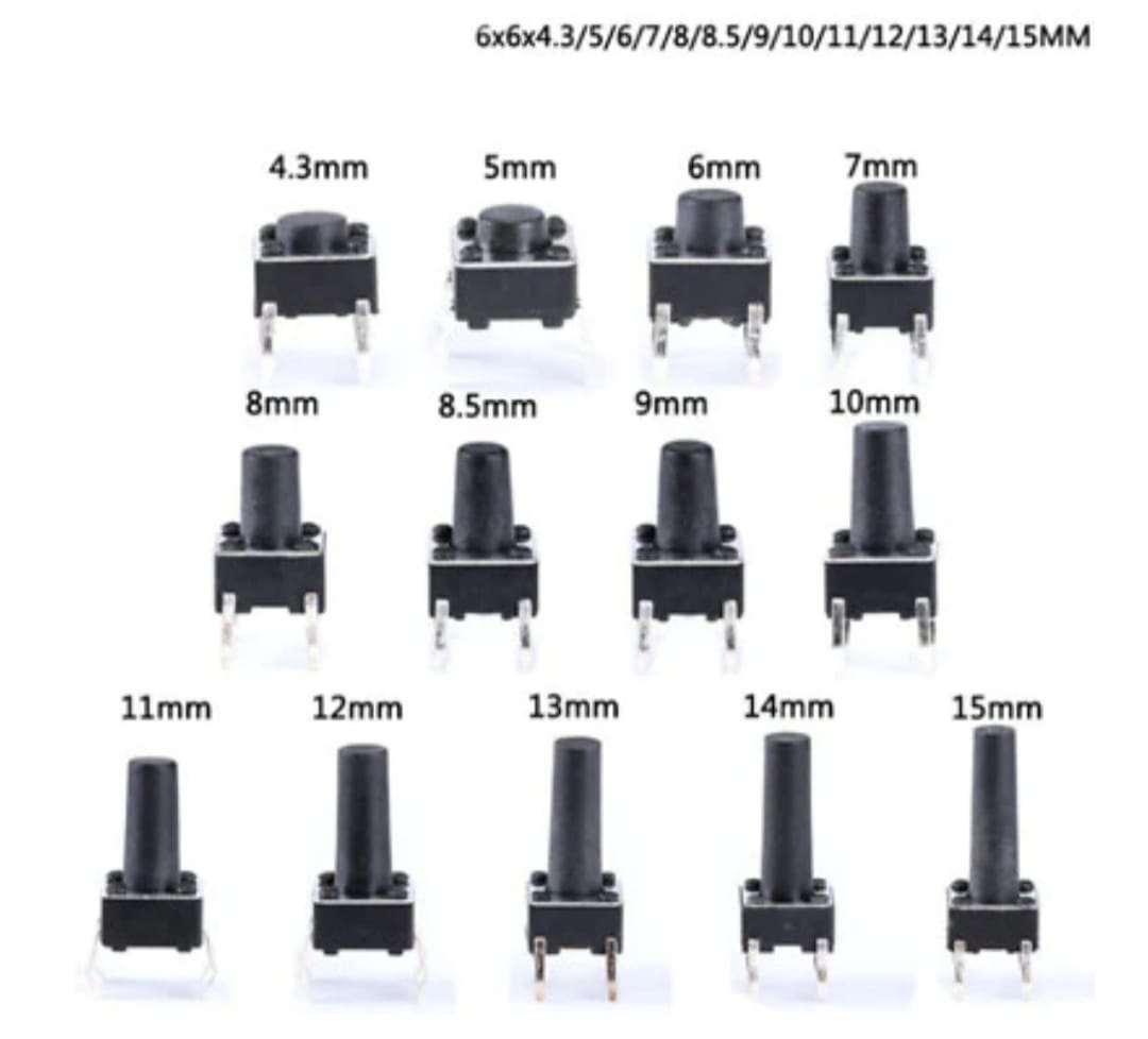 6x6x9mm Mini Tactile Black Button - 4Legs (Micro Push Switch) MAKERJUNCTION