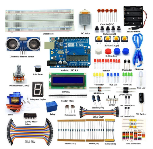 MakerJunction DIY Ultrasonic Distance Sensor Starter Kit For Compatible with Arduino UNO IDE Projects, LCD1602, Breadboad, DC Motor, Starter/Beginner Kit for Uno R3 Microcontroller With Not included User Manual MAKERJUNCTION