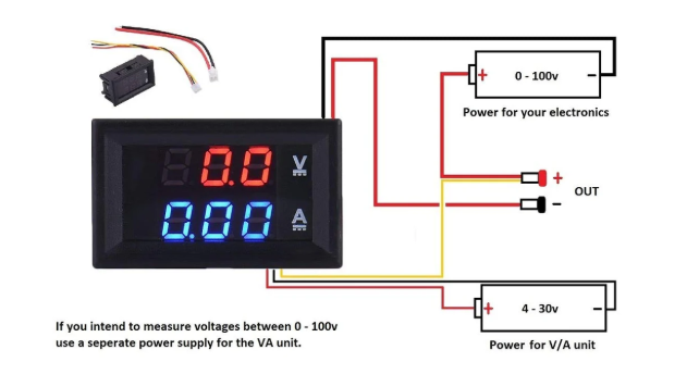 0-100V Dual LED Voltmeter Ammeter Monitor Panel (Without Shunt) MAKERJUNCTION