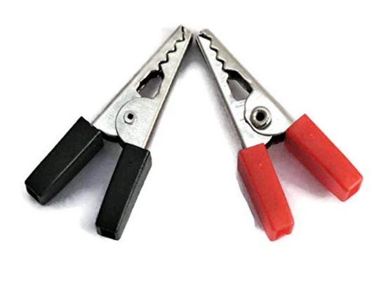 Alligator Crocodile Clips Pair 30mm Red + Black (Half Sleeves) MAKERJUNCTION