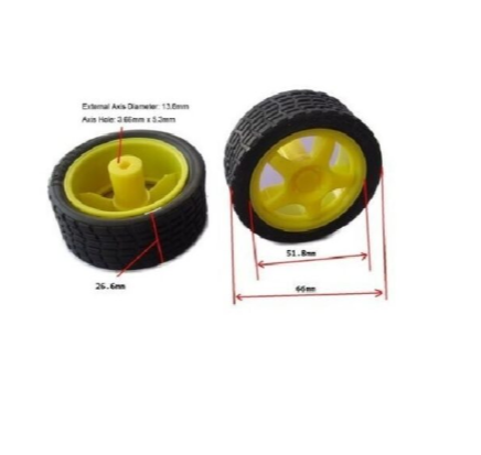 65mm Robot Wheel for BO Motors (Yellow) MAKERJUNCTION