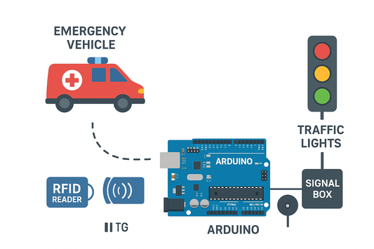 Smart Traffic Light System with Emergency Vehicle Priority 🚦🚑 MAKERJUNCTION